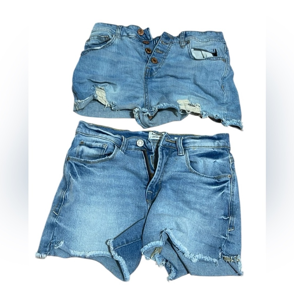Kensie & Vanilla Star Light Blue Distressed Jean Shorts